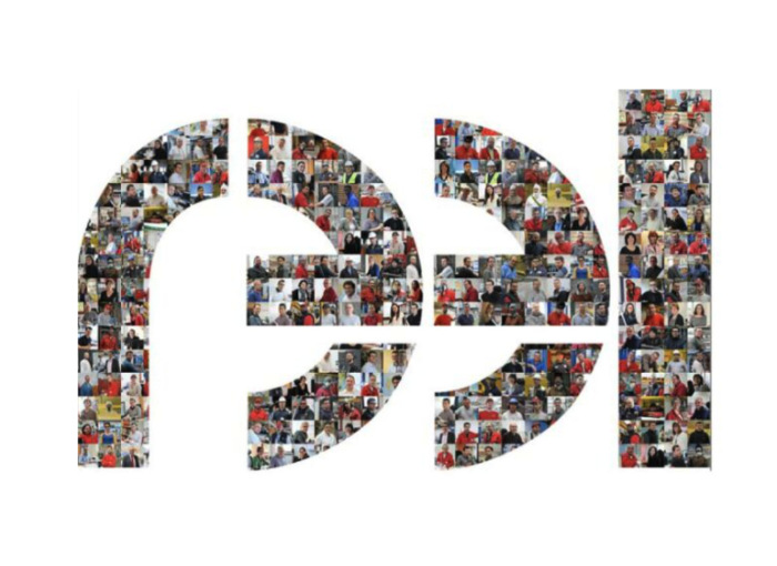 REEL logo based on portraits of hundreds of employees